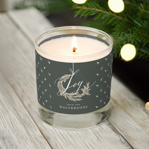 Garland Wreath Ornament Joy Script Family Monogram Scented Candle