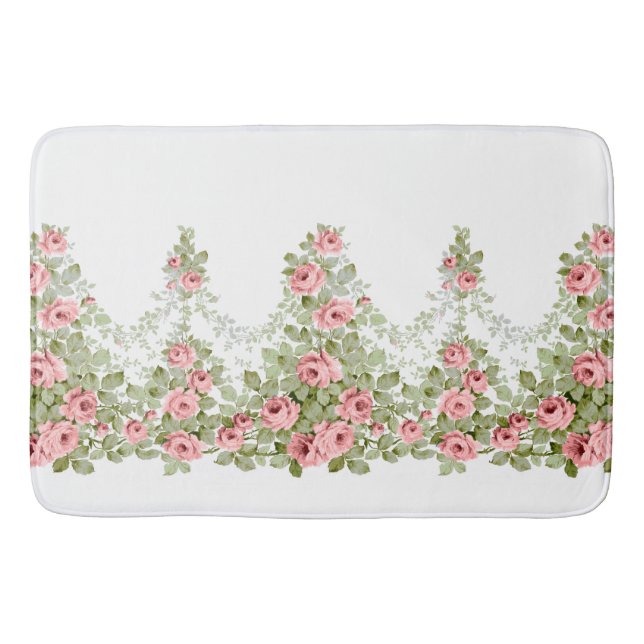 Garlands of Pink Victorian Roses Bath Mat (Front)