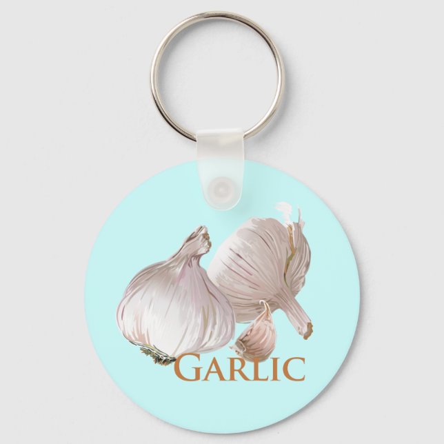 Garlic and Garlic Clove Keychain (Front)