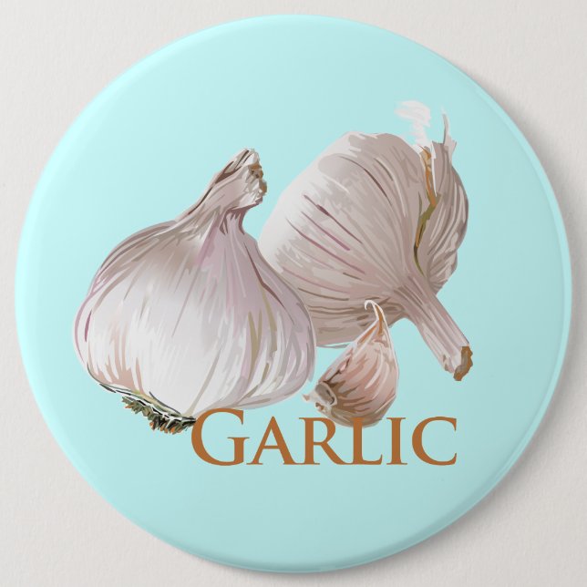 Garlic and Garlic Clove Pinback Button (Front)