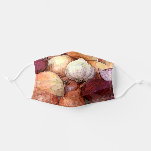 Garlic and Onions Classic Kitchen Art Pattern Adult Cloth Face Mask