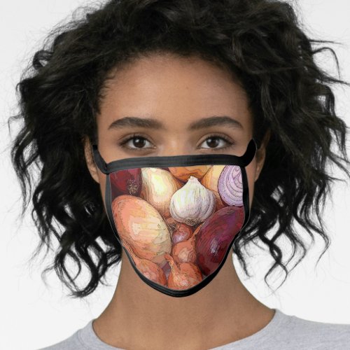 Garlic and Onions Pattern Classic Kitchen Art Face Mask