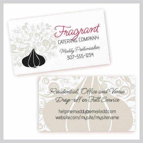 Garlic aromas chef catering cooking class culinary business card