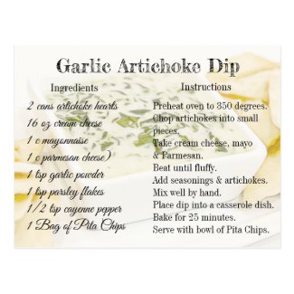 Garlic Artichoke Dip Recipe Postcard