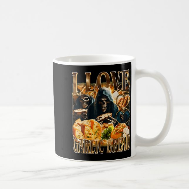 Garlic Bread Food Lover Funny Skeleton Meme Humor  Coffee Mug (Right)
