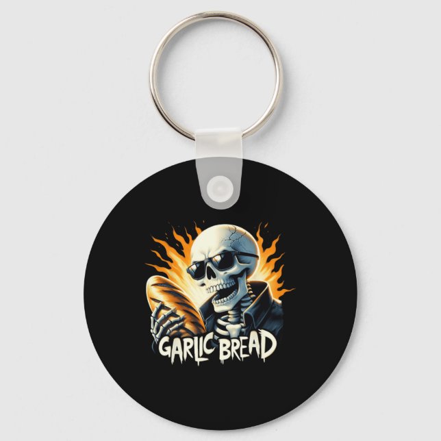 Garlic Bread Halloween Skeleton Kery Ker Bread Lov Keychain (Front)
