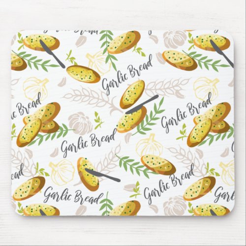 Garlic Bread Illustration Pattern V1 Mouse Pad