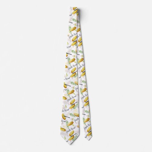 Garlic Bread Illustration Pattern V1 Neck Tie