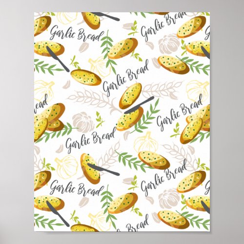 Garlic Bread Illustration Pattern V1 Poster