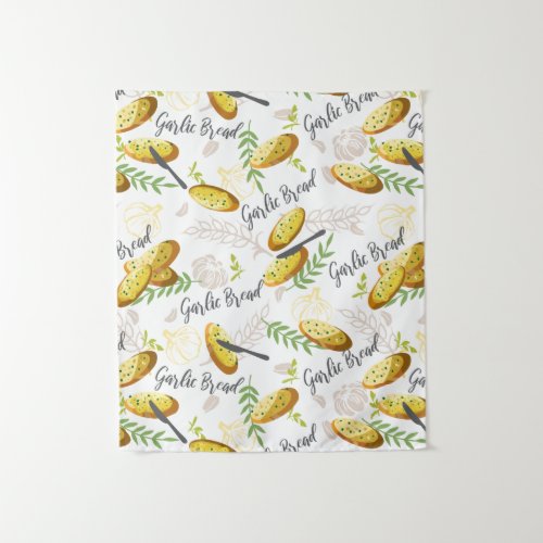 Garlic Bread Illustration Pattern V1 Tapestry