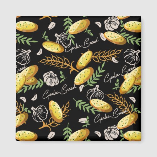 Garlic Bread Illustration Pattern V2 Magnet