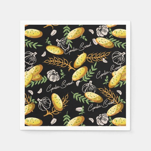 Garlic Bread Illustration Pattern V2 Napkins