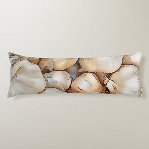 Garlic Bulbs Artistic Black Outline Art Body Pillow