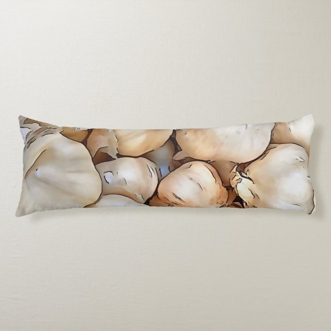 Garlic Bulbs Artistic Black Outline Art Body Pillow (Front)