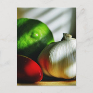 Garlic Bulbs Limes Chillies Peppers Chili Postcard