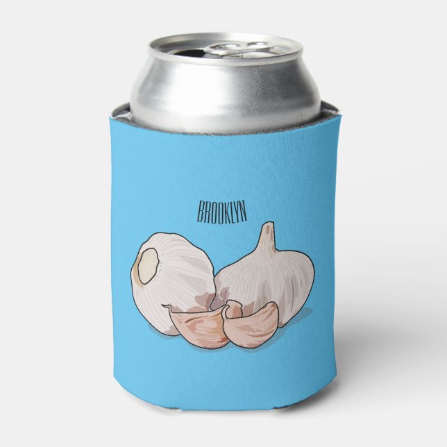 Garlic cartoon illustration   can cooler (Can Front)