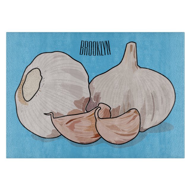 Garlic cartoon illustration   cutting board (Front)