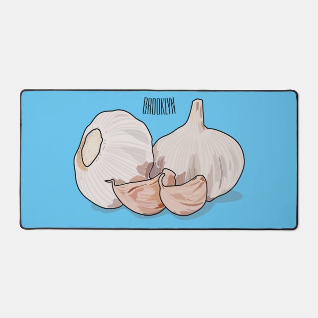 Garlic cartoon illustration   desk mat (Front)