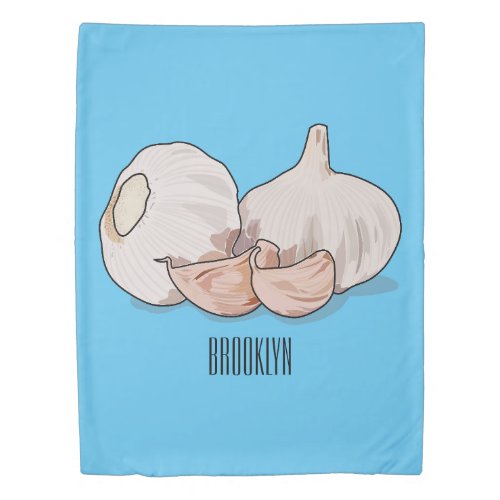 Garlic cartoon illustration   duvet cover