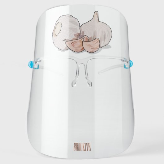 Garlic cartoon illustration face shield (Front)