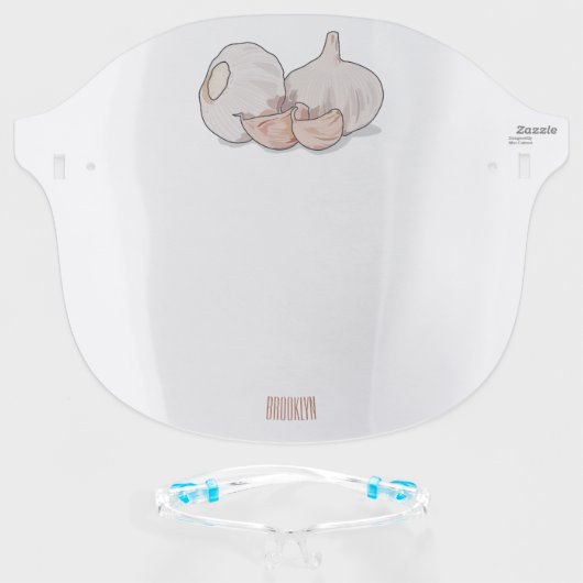 Garlic cartoon illustration face shield (Front w/Glasses)