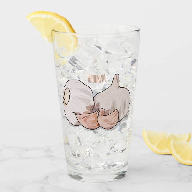 Garlic cartoon illustration   glass (Front Ice)