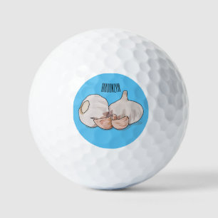 Garlic cartoon illustration golf balls