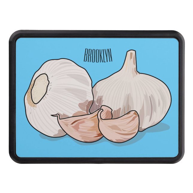Garlic cartoon illustration   hitch cover (Front)