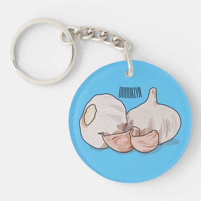 Garlic cartoon illustration   keychain (Front)