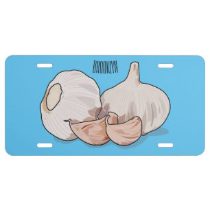 Garlic cartoon illustration license plate