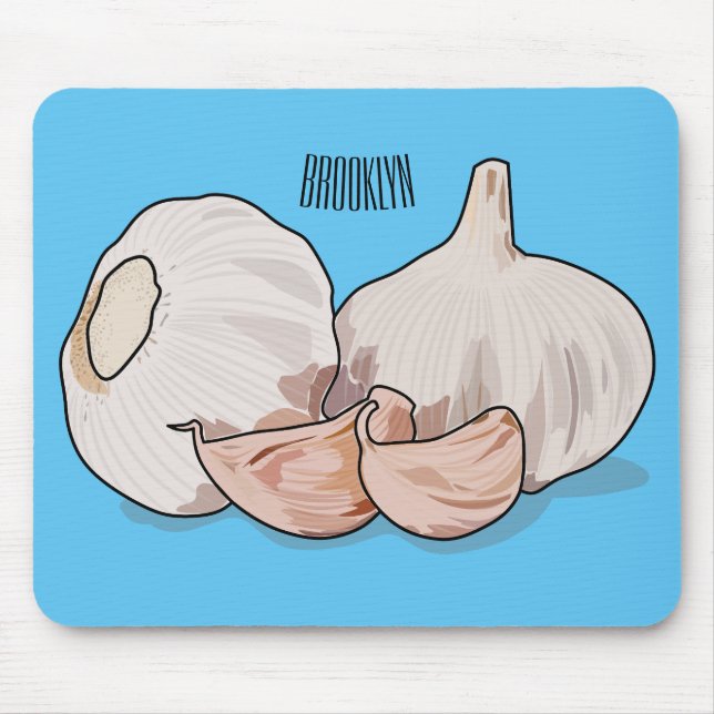 Garlic cartoon illustration   mouse pad (Front)