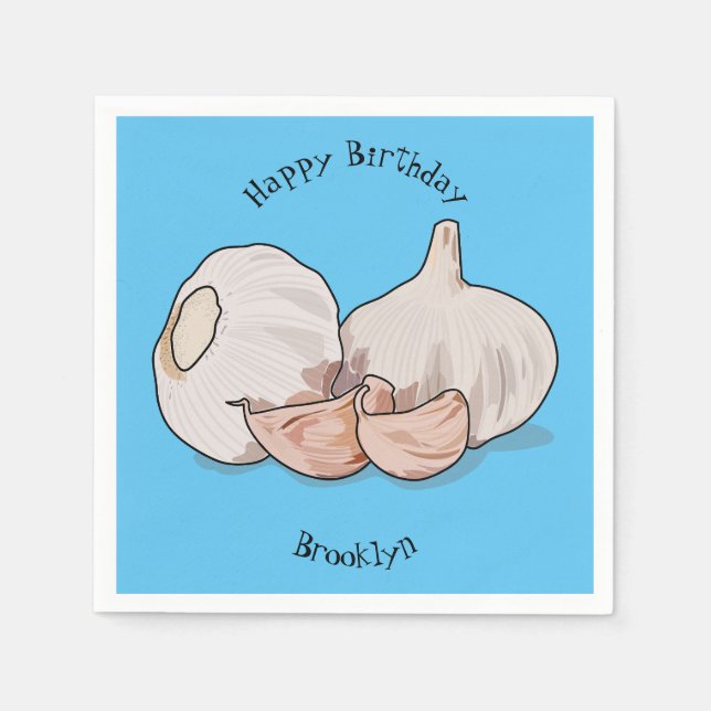 Garlic cartoon illustration napkins (Front)