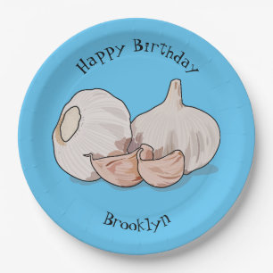 Garlic cartoon illustration paper plates