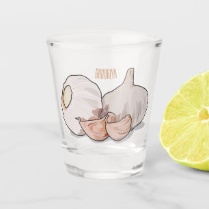 Garlic cartoon illustration   shot glass