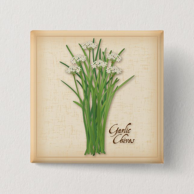 Garlic Chives Herb Button (Front)