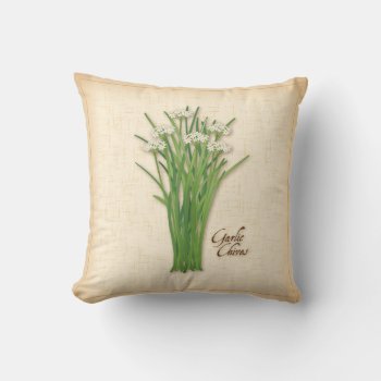 Garlic Chives Herb Throw Pillow by pomegranate_gallery at Zazzle