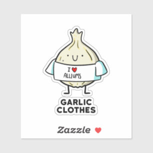 Garlic Clothes Cute Allium Pun Die-Cut Sticker
