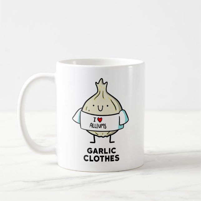 Garlic Clothes Cute Allium Pun Mug (Left)
