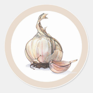 Garlic flavor circle sticker labels
