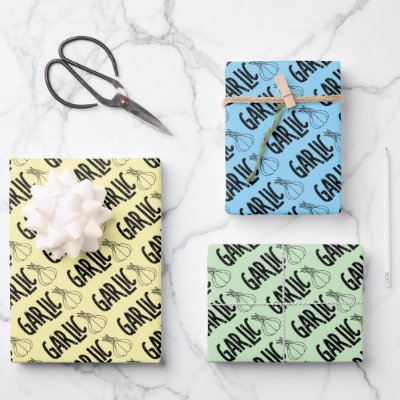 Garlic Garlic Text Wrapping Paper Sheets