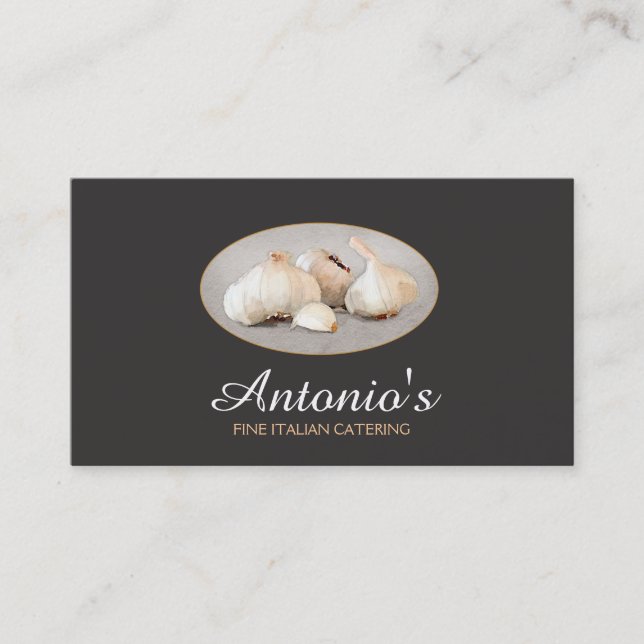 Garlic Italian or Greek Catering Chef 3 Business Card (Front)