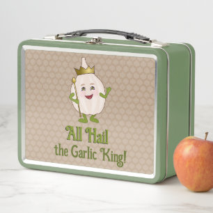 Garlic King - personalizable funny food slogan on Metal Lunch Box