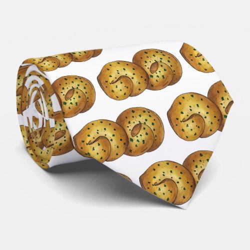 Garlic Knots Bread Roll Italian Food Cooking Chef Neck Tie