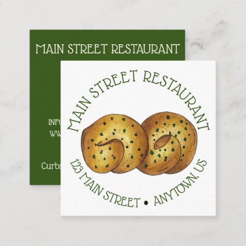 Garlic Knots Bread Roll Italian Food Cooking Chef Square Business Card