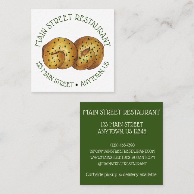 Garlic Knots Bread Roll Italian Food Cooking Chef Square Business Card (Front/Back)