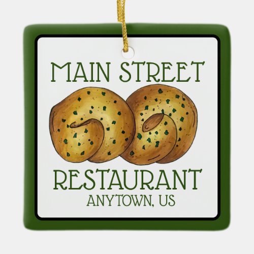 Garlic Knots Bread Roll Italian Food Restaurant Ceramic Ornament