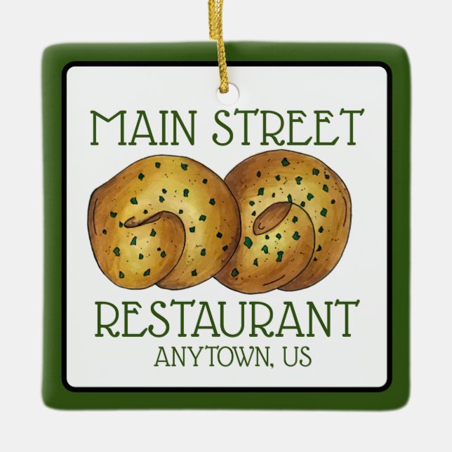 Garlic Knots Bread Roll Italian Food Restaurant Ceramic Ornament (Front)