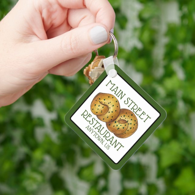 Garlic Knots Bread Roll Italian Food Restaurant Keychain (Hand)
