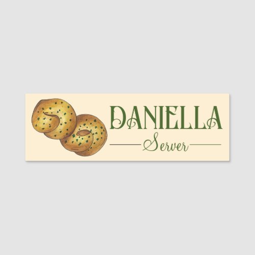 Garlic Knots Bread Roll Italian Food Restaurant Name Tag