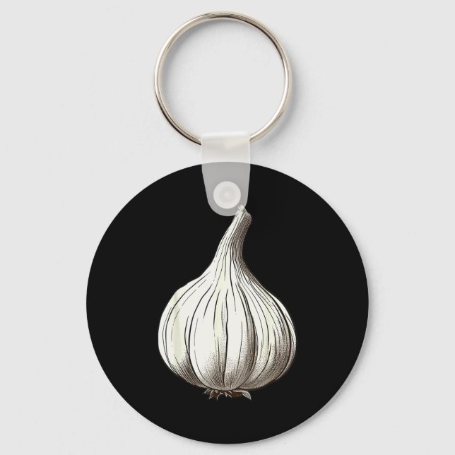 Garlic Lazy Easy Funny Matching Halloween Costume  Keychain (Front)
